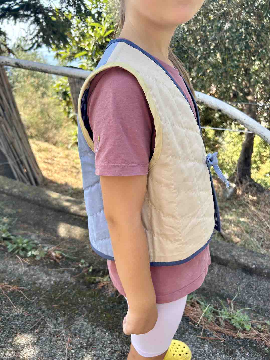 Quilt Weste - Karos navy/weiß