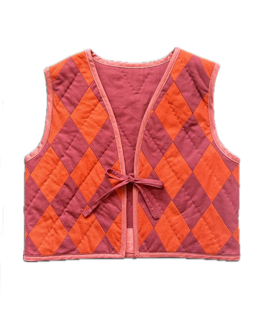 Quilt Weste - Rauten rot/rost