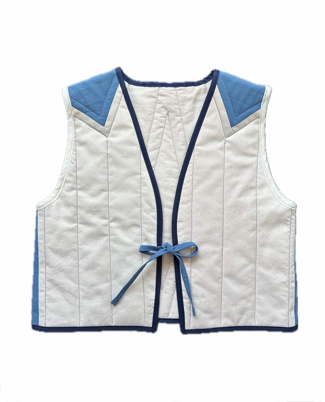 Quilt Weste - Zirkus blau/rot