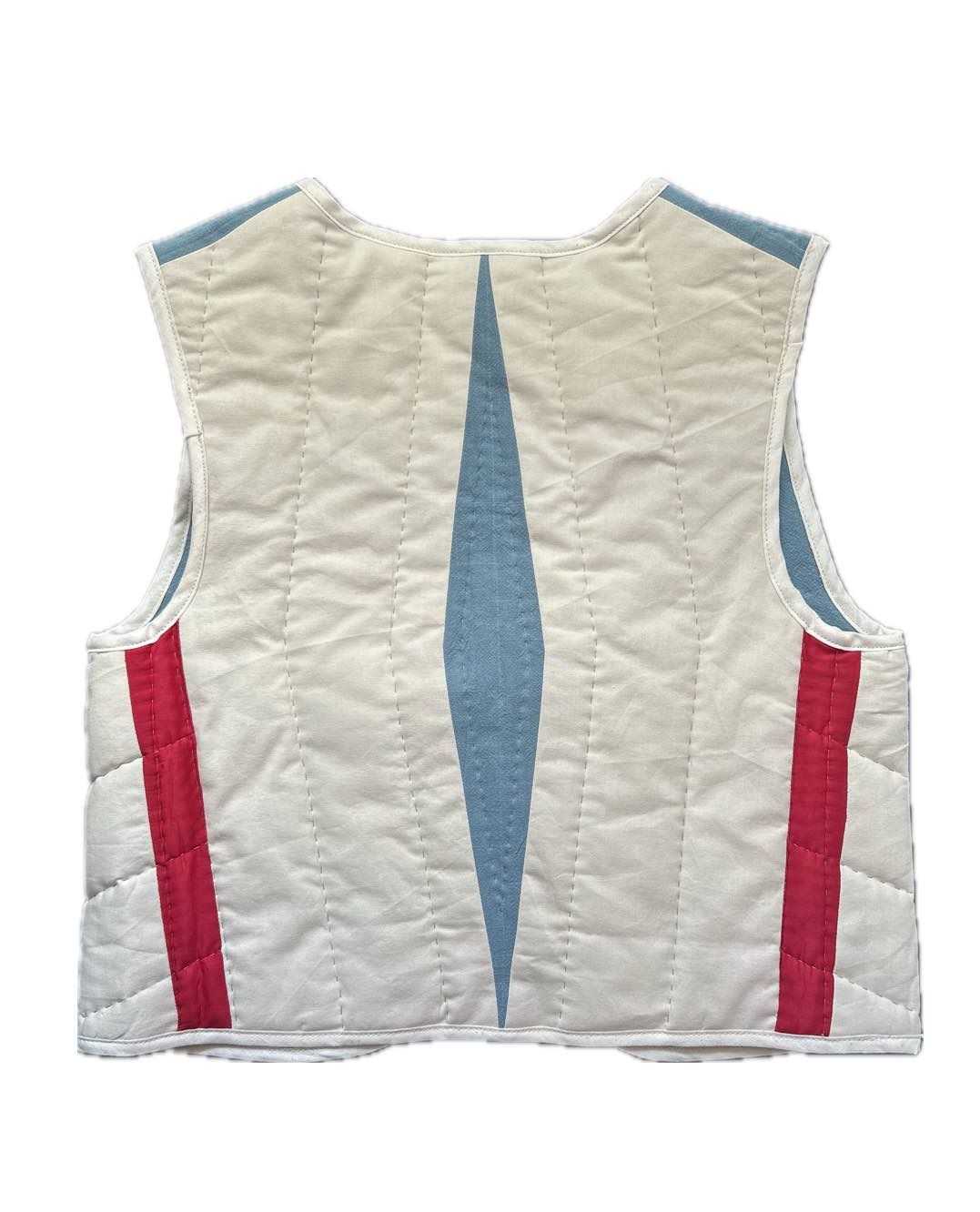 Quillt Weste - Zirkus creme/rot/blau