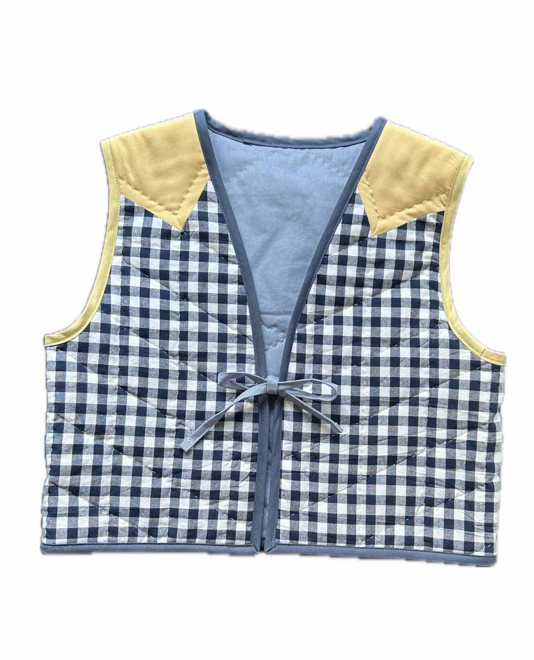 Quilt Weste - Karos navy/weiß