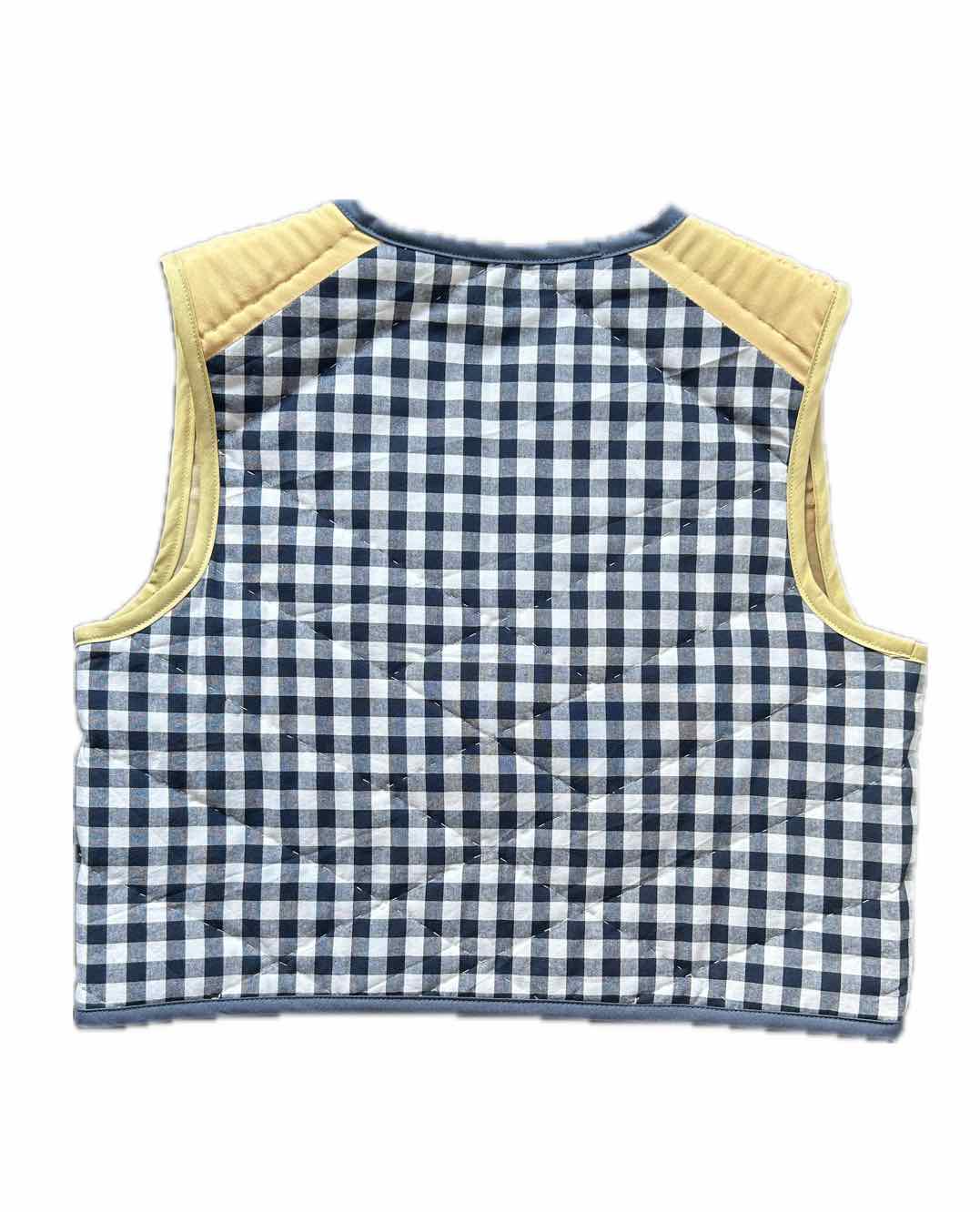 Quilt Weste - Karos navy/weiß