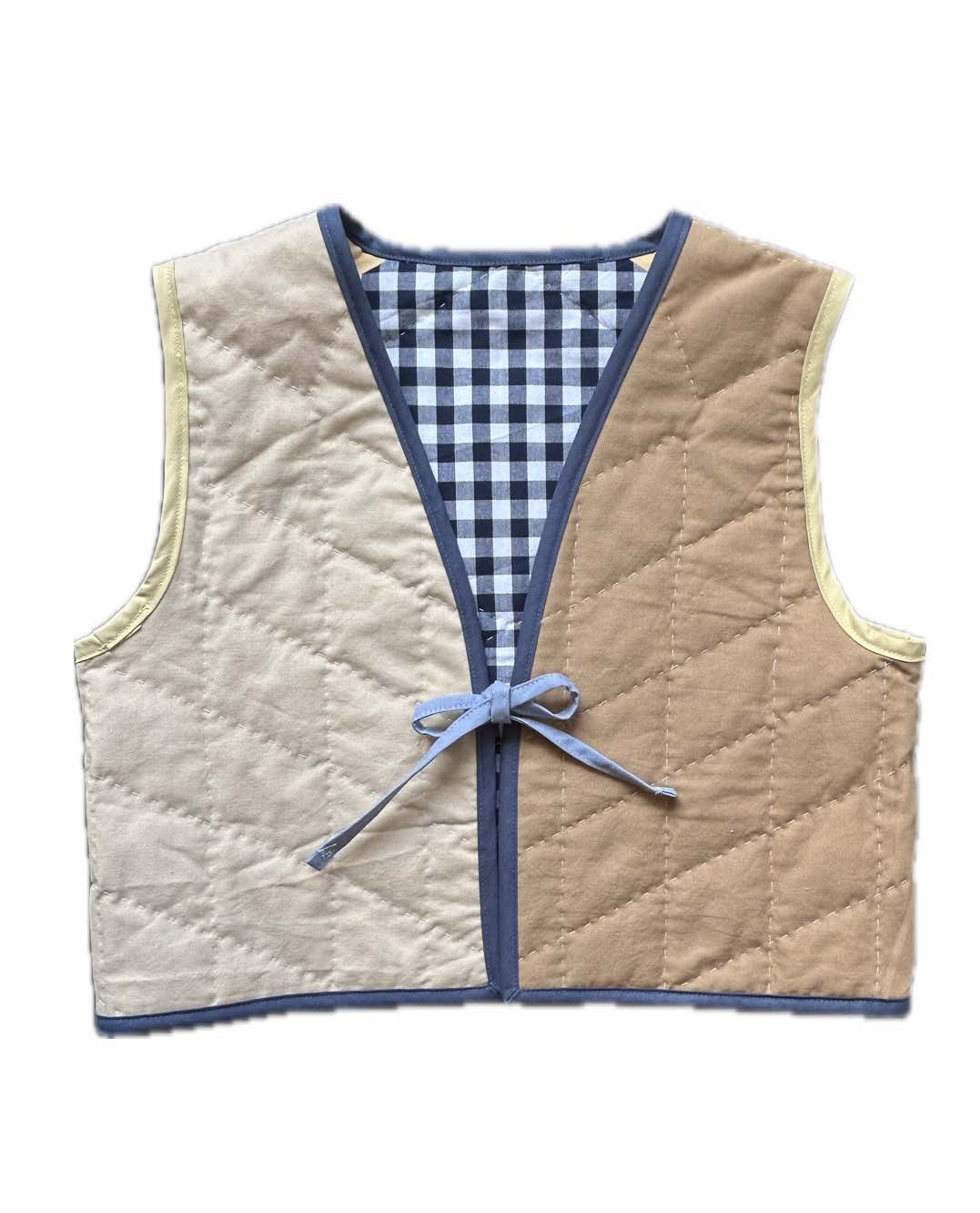 Quilt Weste - Karos navy/weiß