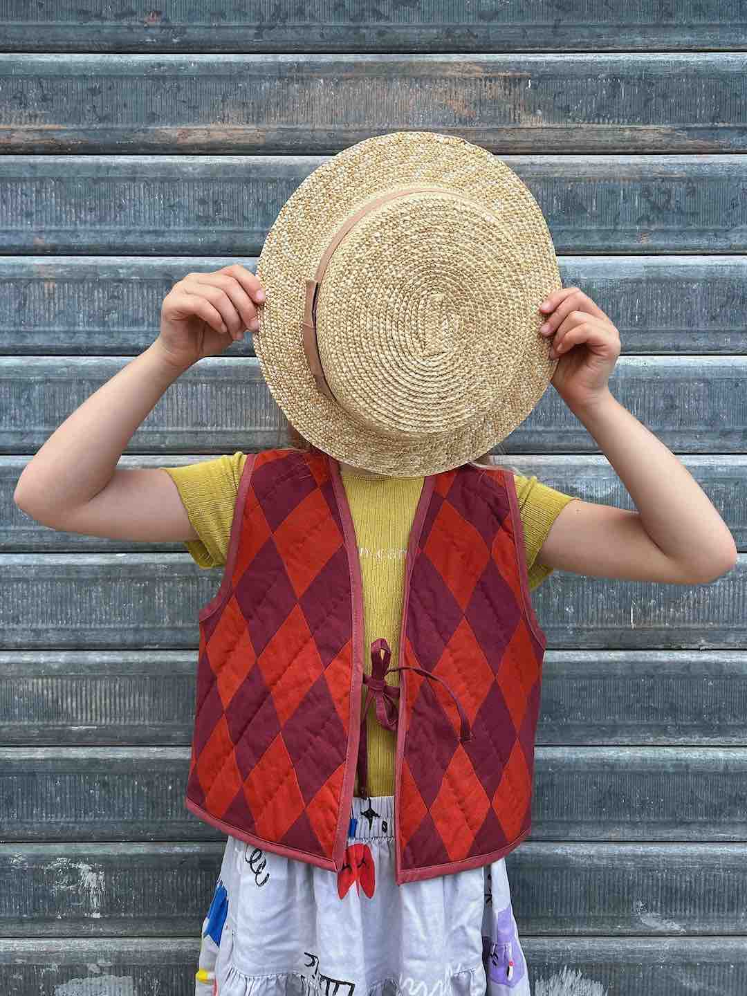 Quilt Weste - Rauten rot/rost