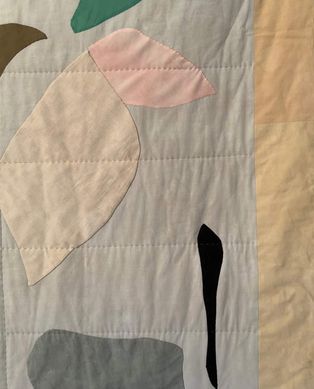 Quiltdecke Floral grün/rosé/braun