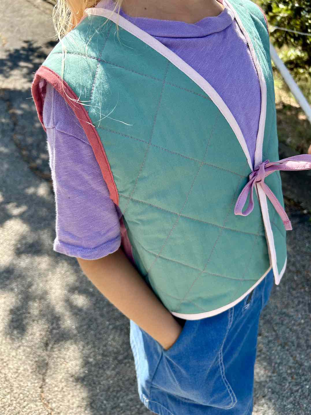 Quilt Weste - Karos rose/weiß