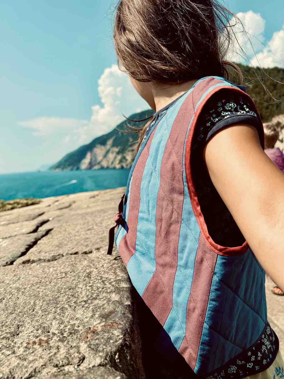 Quilt Weste - Streifen blau/pflaume