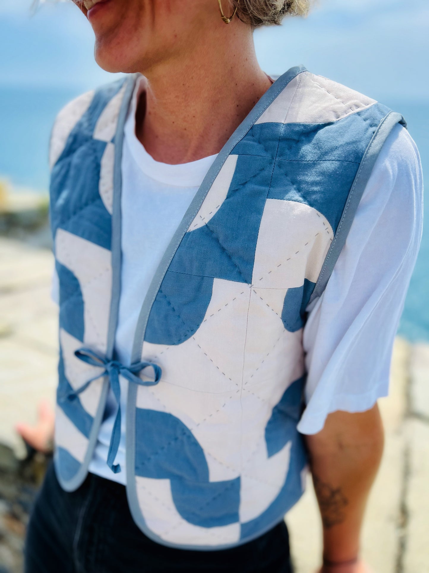 Quilt Weste - blau/creme