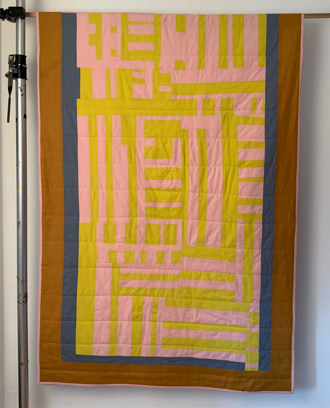 Quiltdecke citron/rosa