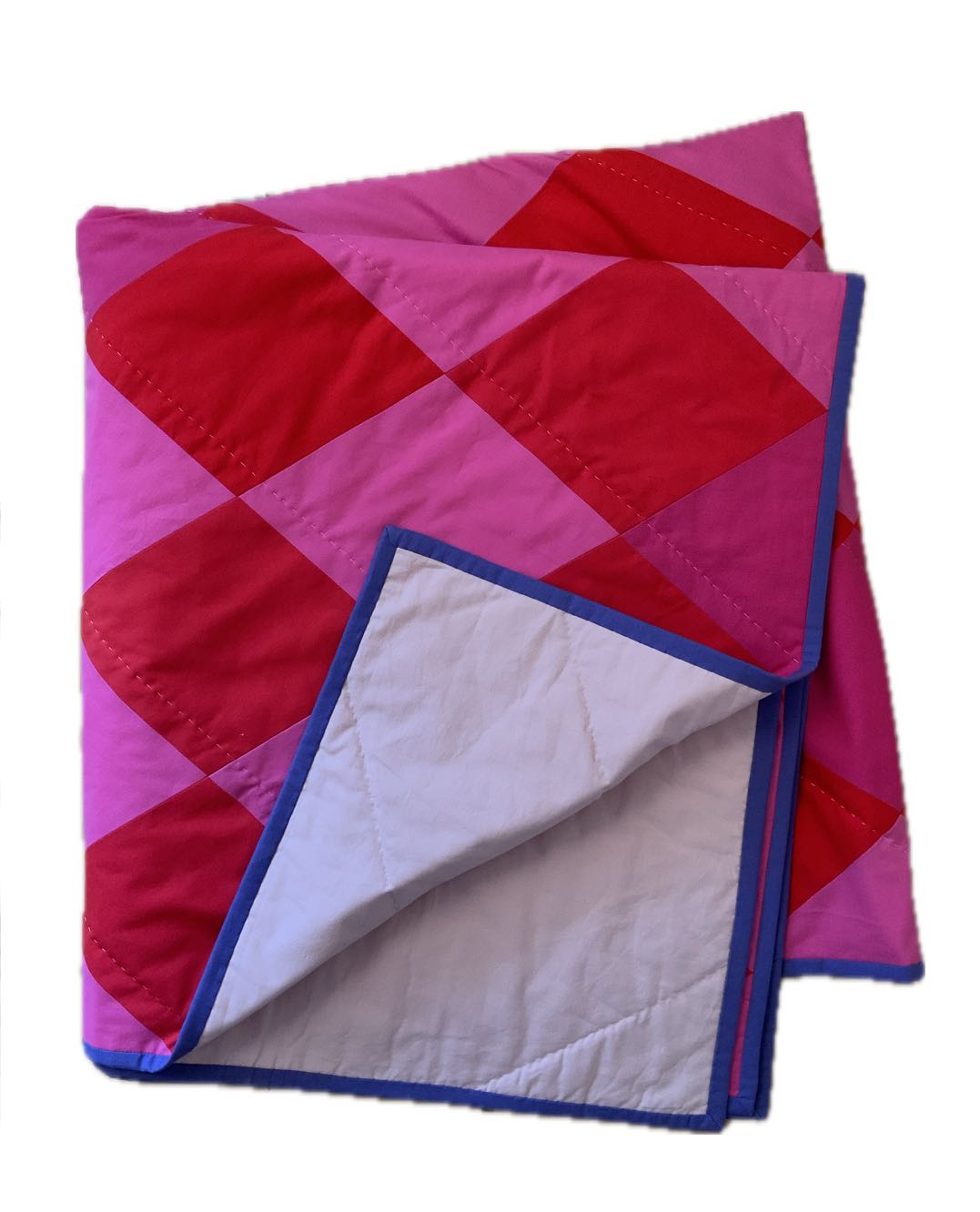 Quiltdecke Rauten rot/pink