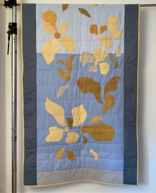 Quiltdecke Floral ocker/gelb