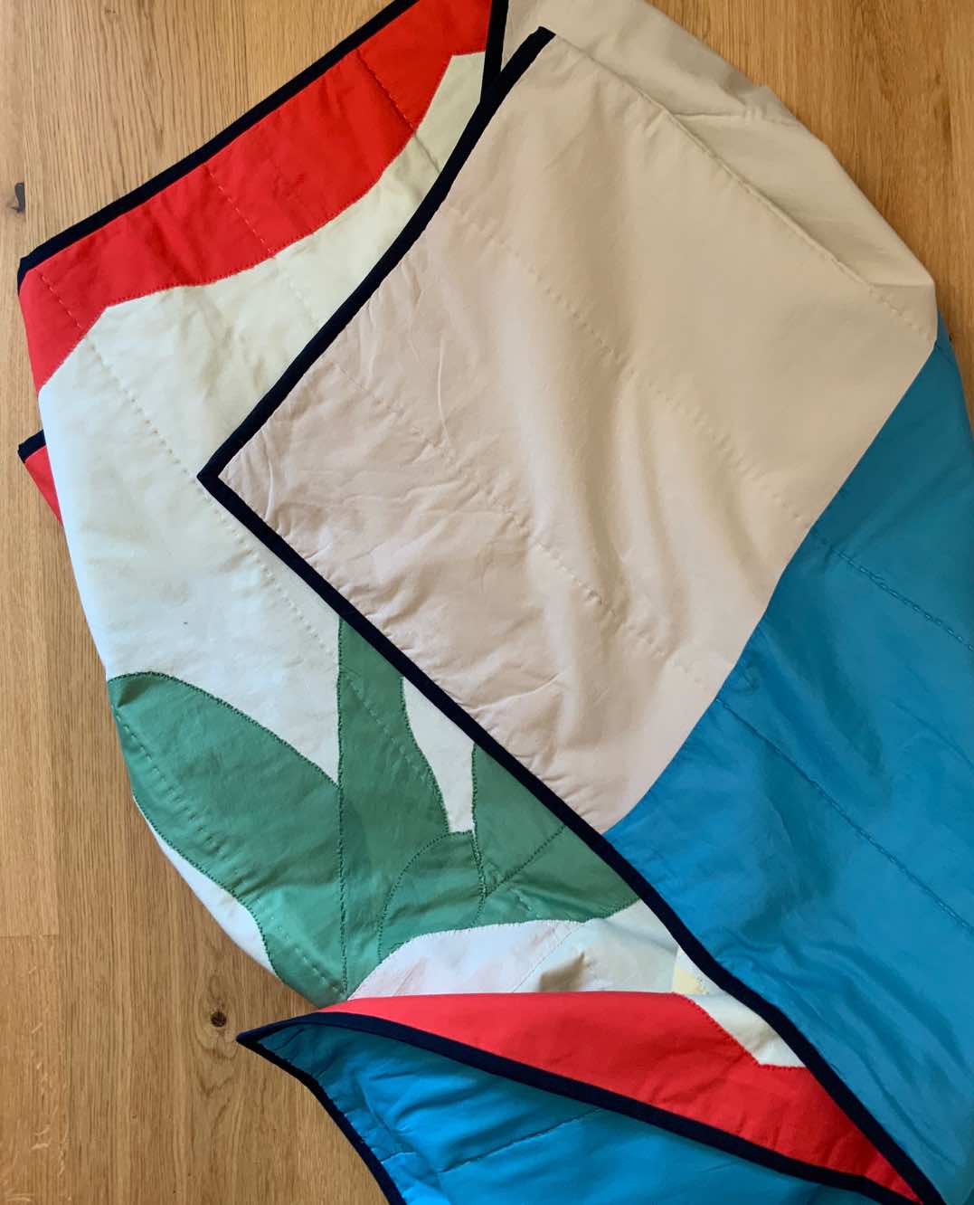 Quiltdecke Floral - emerald/gelb