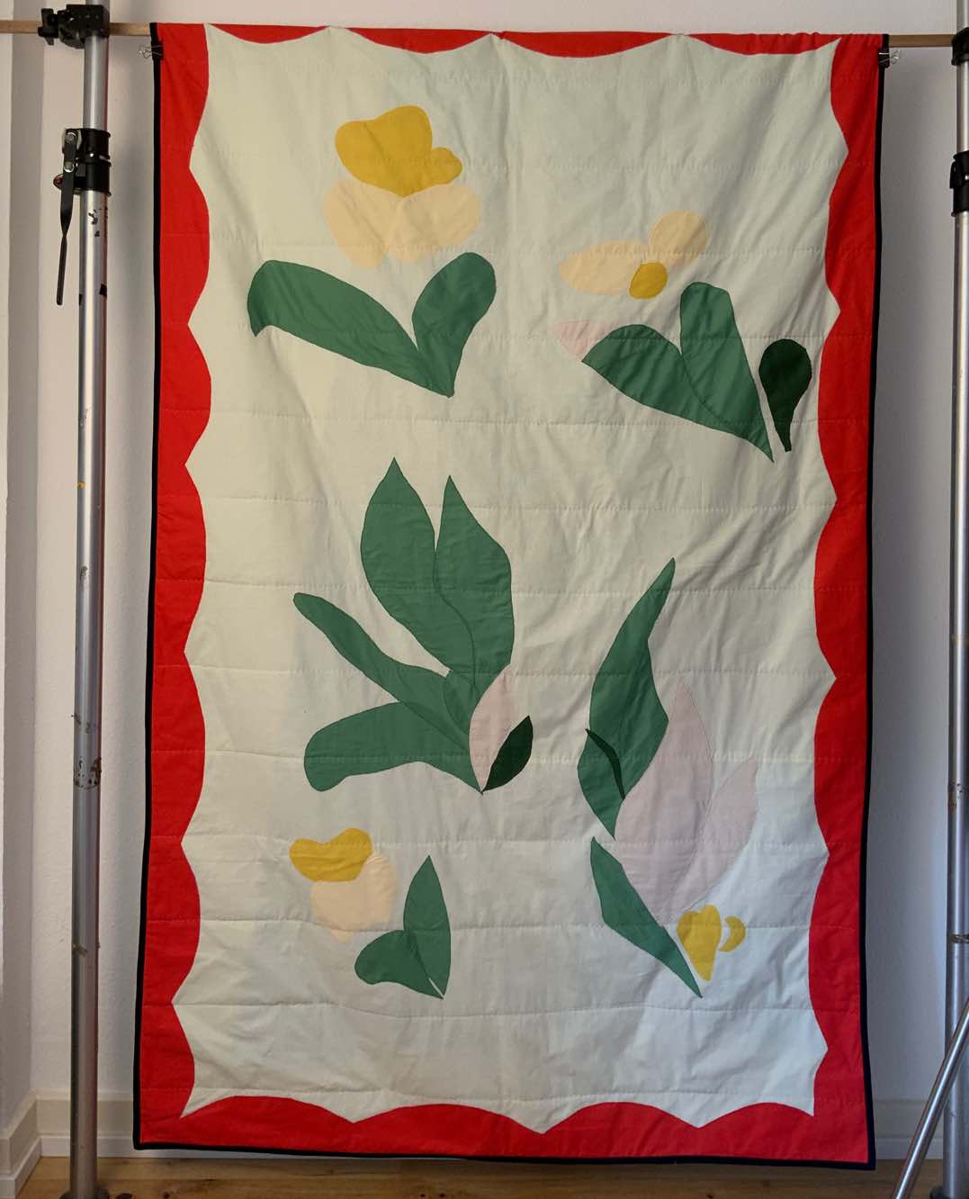 Quiltdecke Floral - emerald/gelb