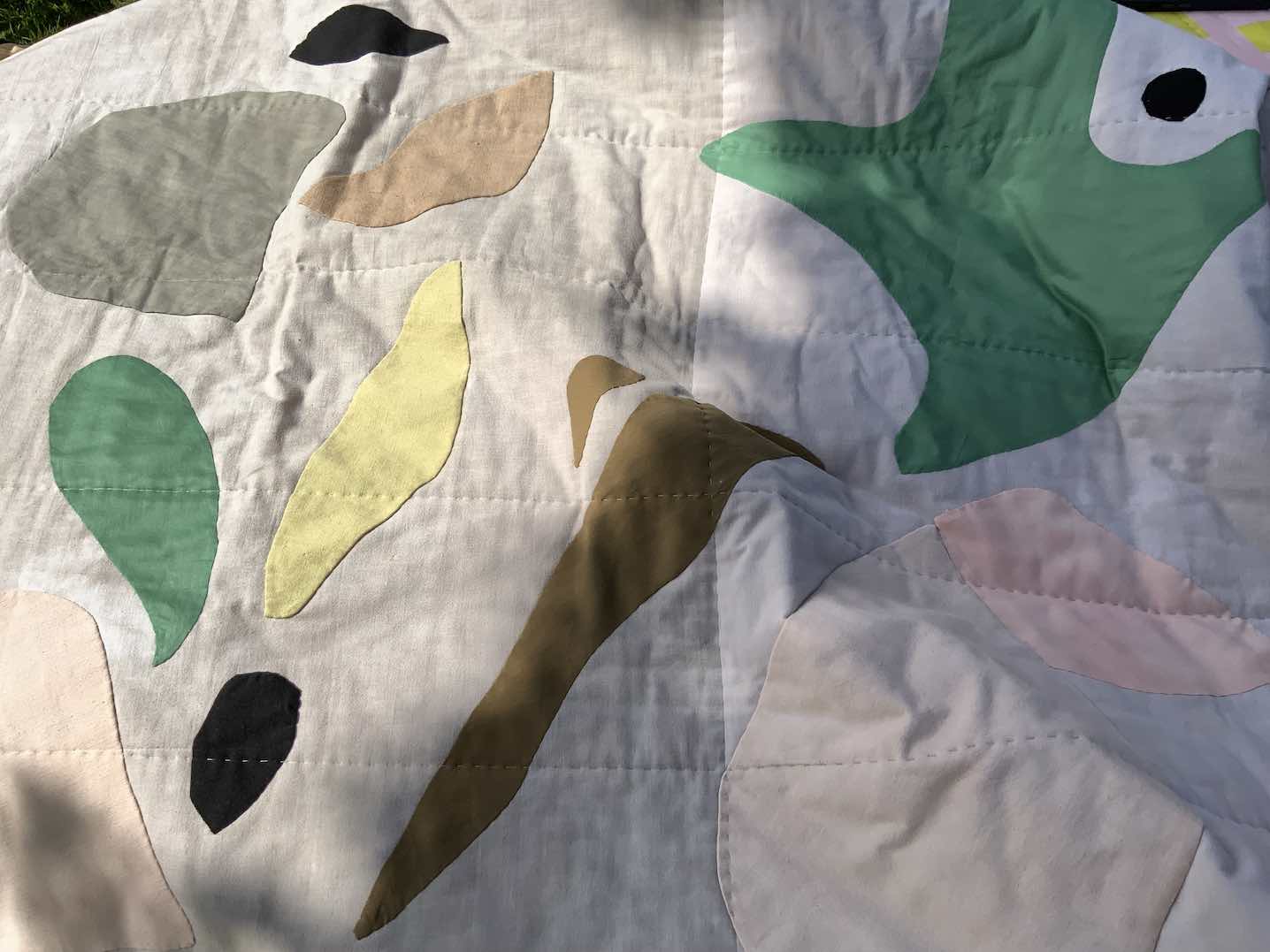 Quiltdecke Floral grün/rosé/braun