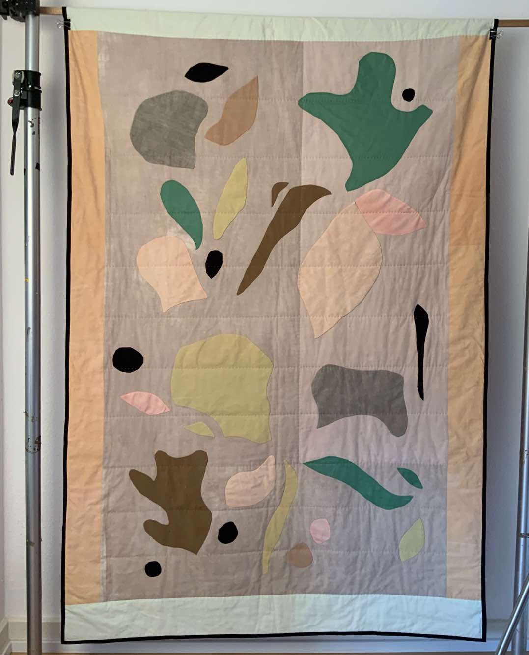 Quiltdecke Floral grün/rosé/braun