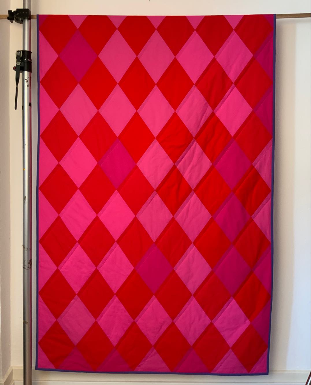 Quiltdecke Rauten rot/pink