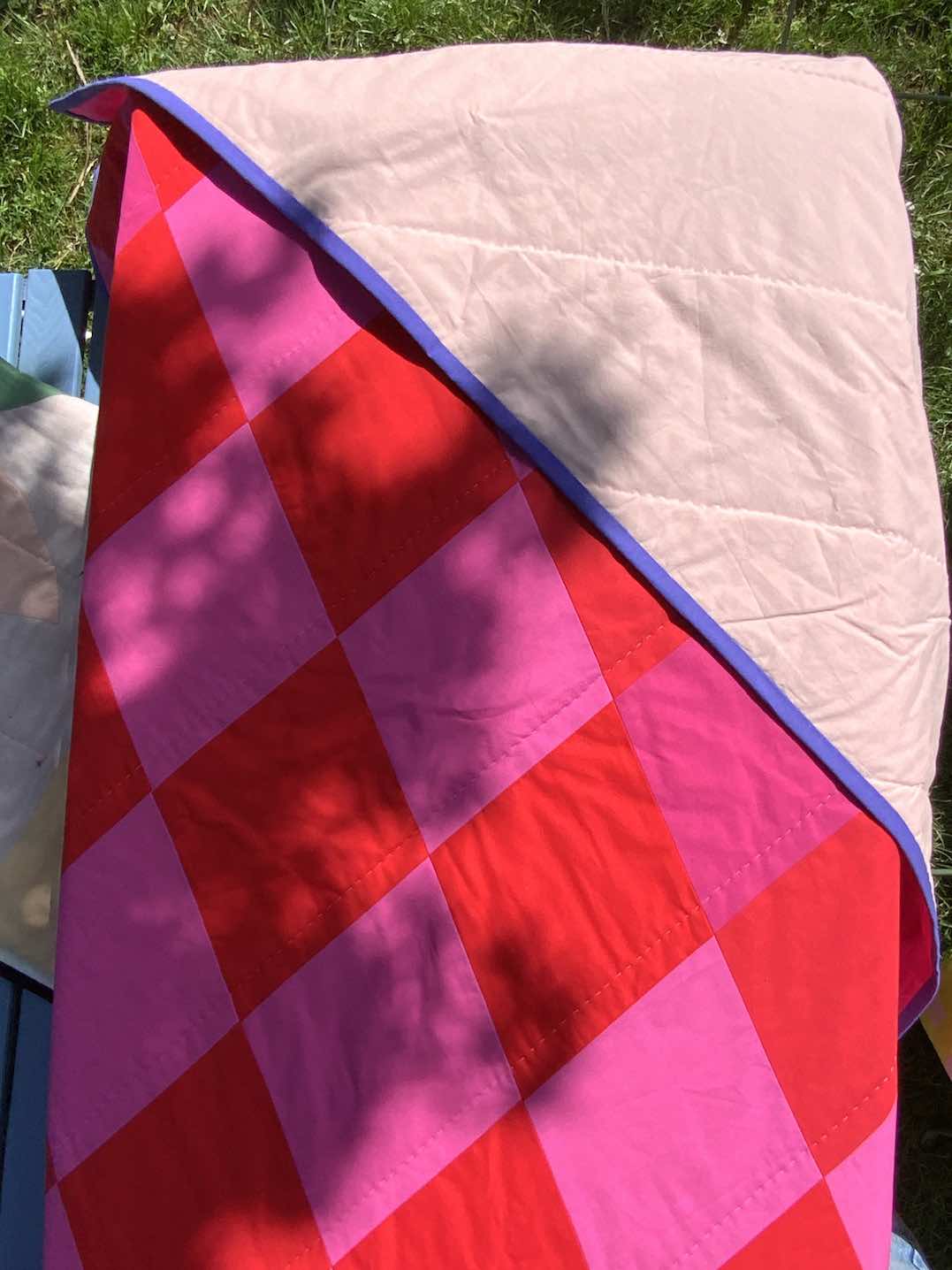 Quiltdecke Rauten rot/pink