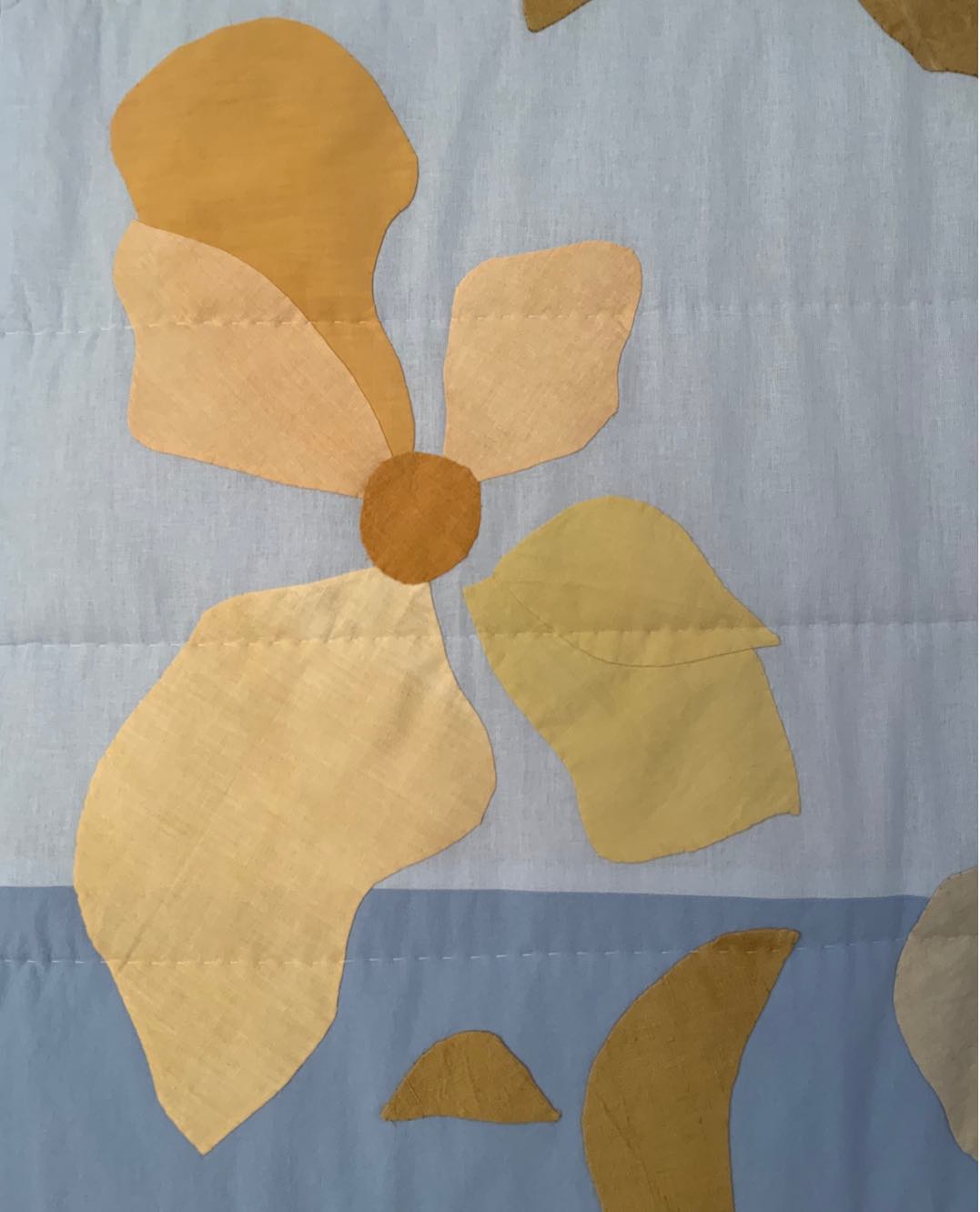 Quiltdecke Floral ocker/gelb