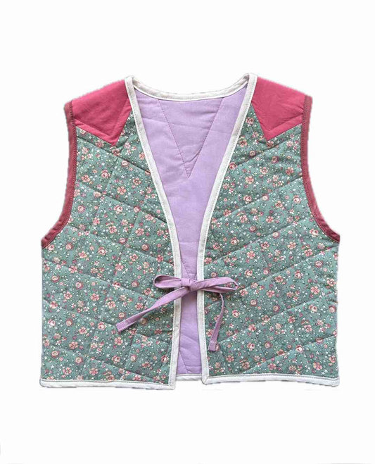 Quilt Weste - Blumen pink/rosa
