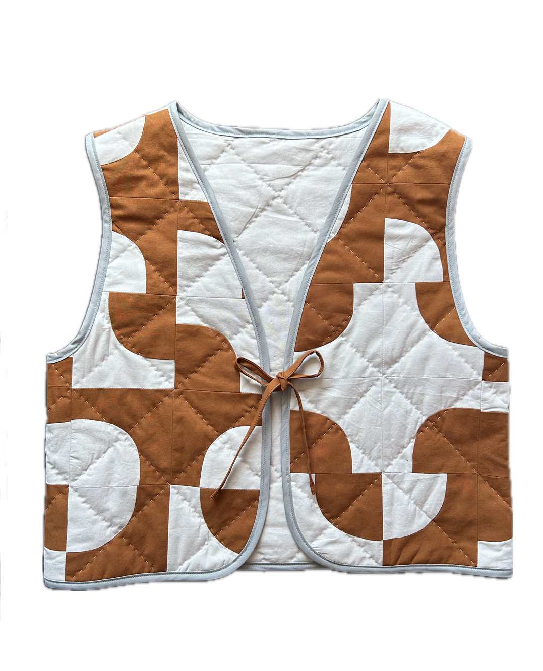 Quilt Weste - braun/hellgrau