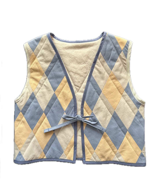 Quilt Weste - Rauten creme/blau/peach