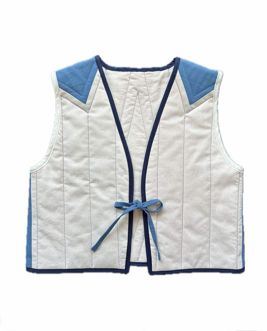 Quilt Weste - Zirkus blau/rot