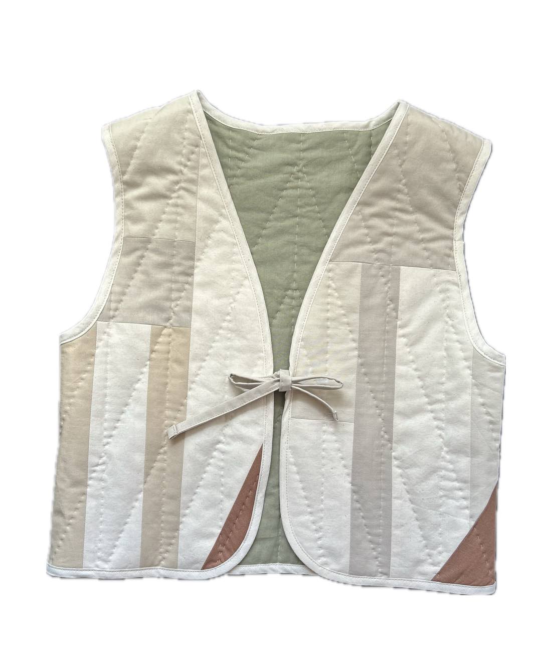 Quilt Weste - Patches creme/grau