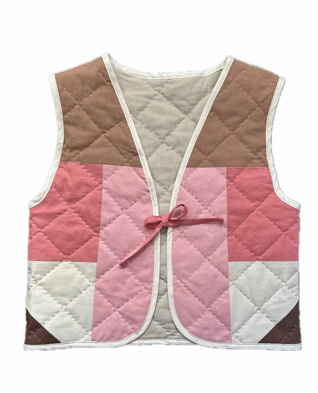 Quilt Weste - Patches braun/rosa