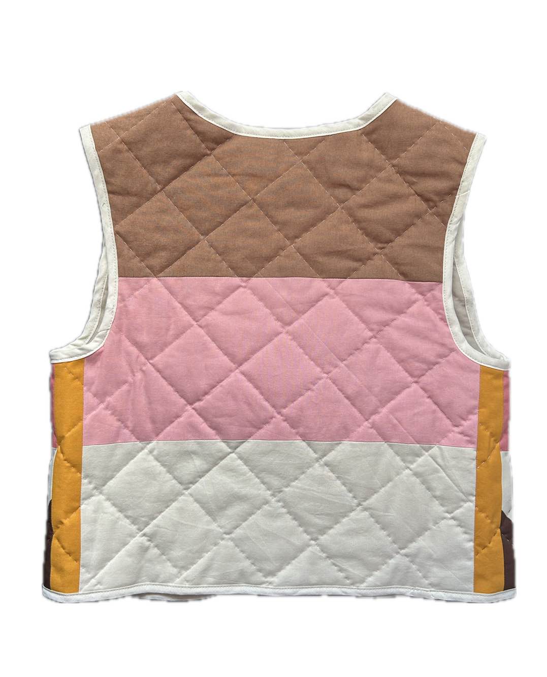 Quilt Weste - Patches braun/rosa