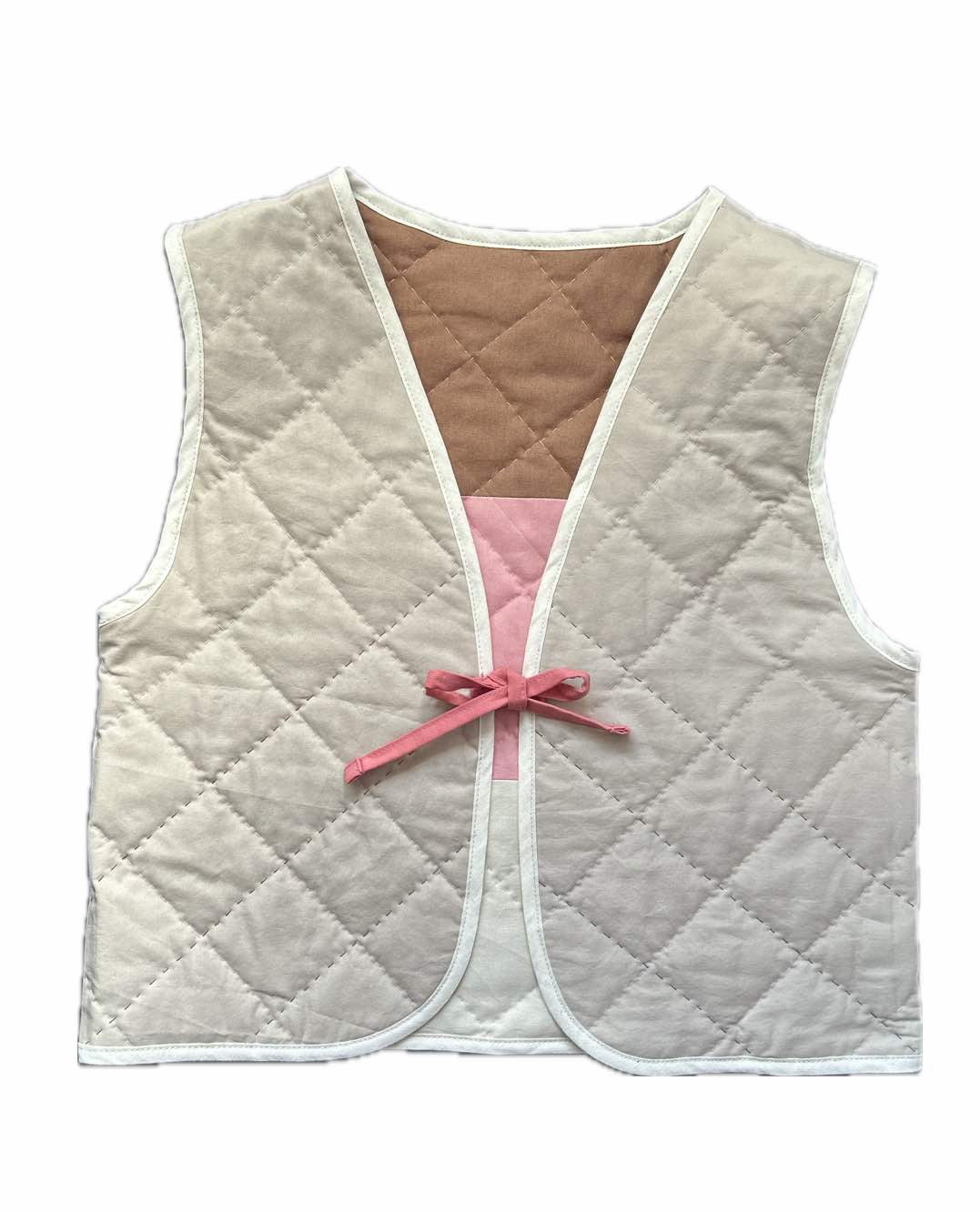 Quilt Weste - Patches braun/rosa