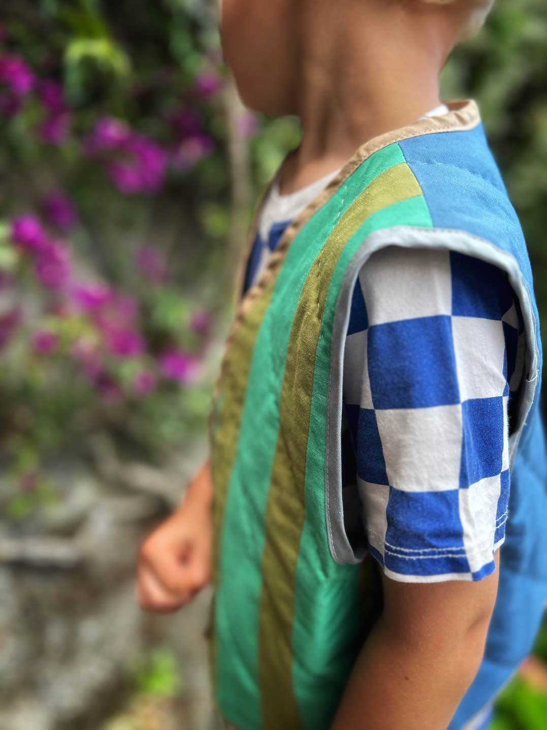 Quilt Weste - Streifen grün/oliv