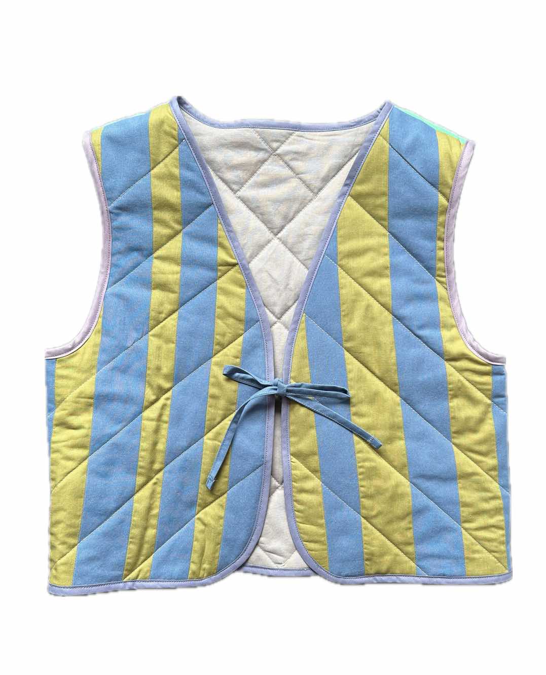 Quilt Weste - Streifen oliv/blau