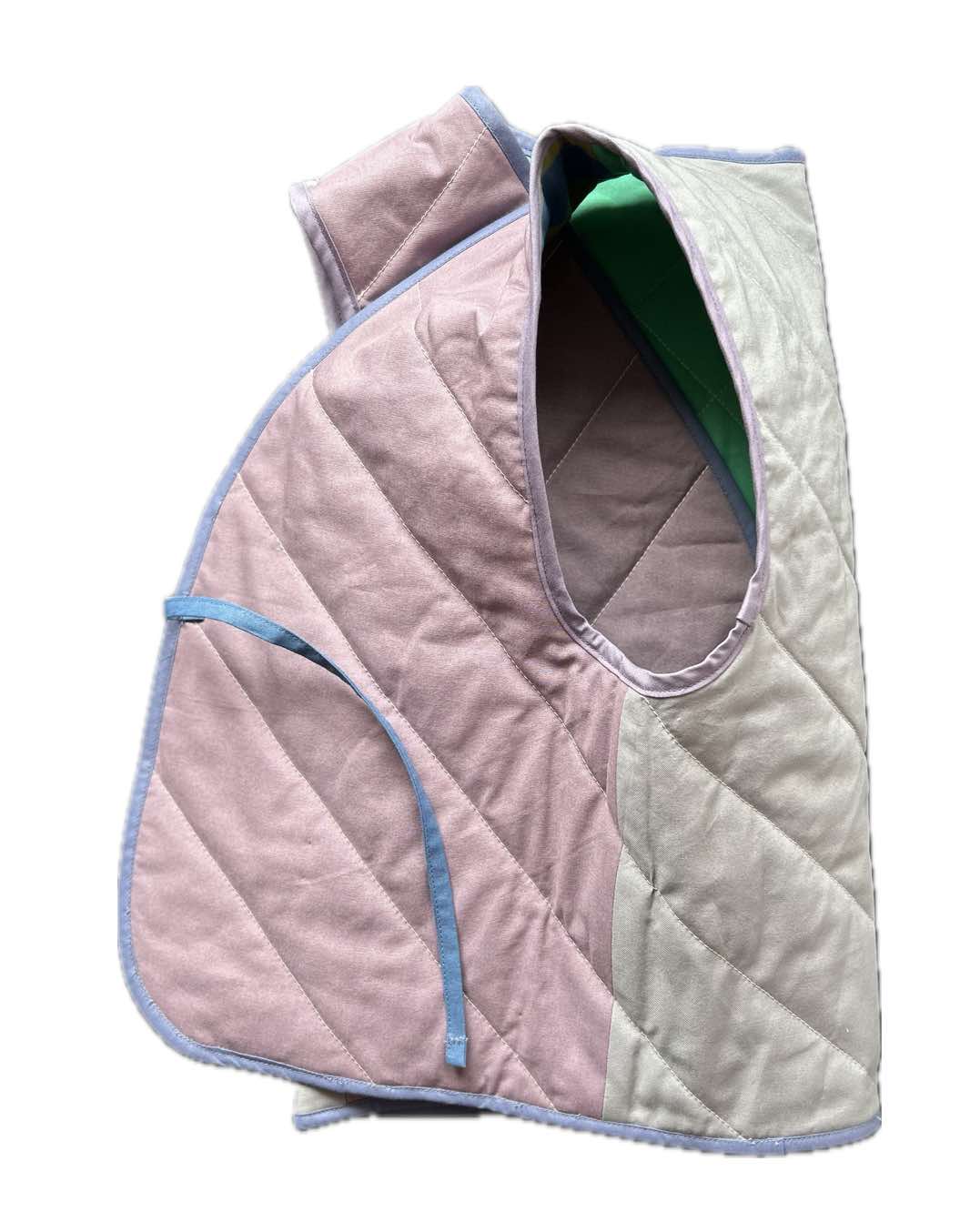 Quilt Weste - Streifen oliv/blau