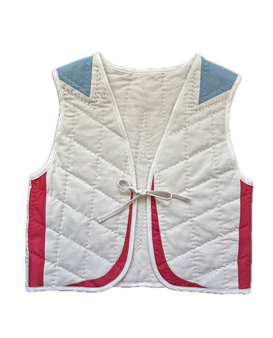 Quillt Weste - Zirkus creme/rot/blau