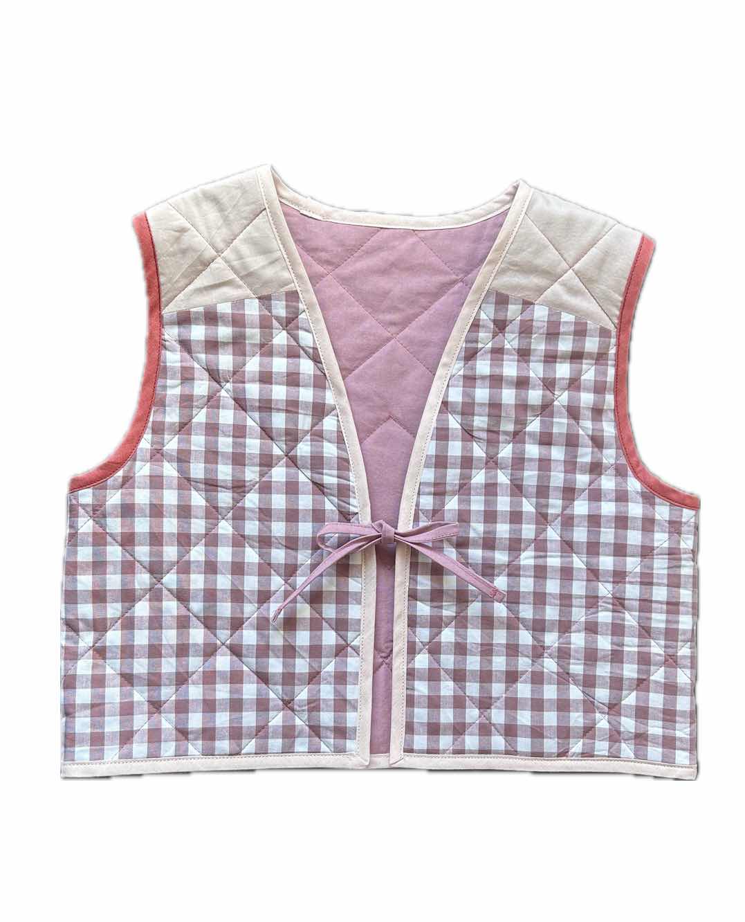Quilt Weste - Karos rose/weiß