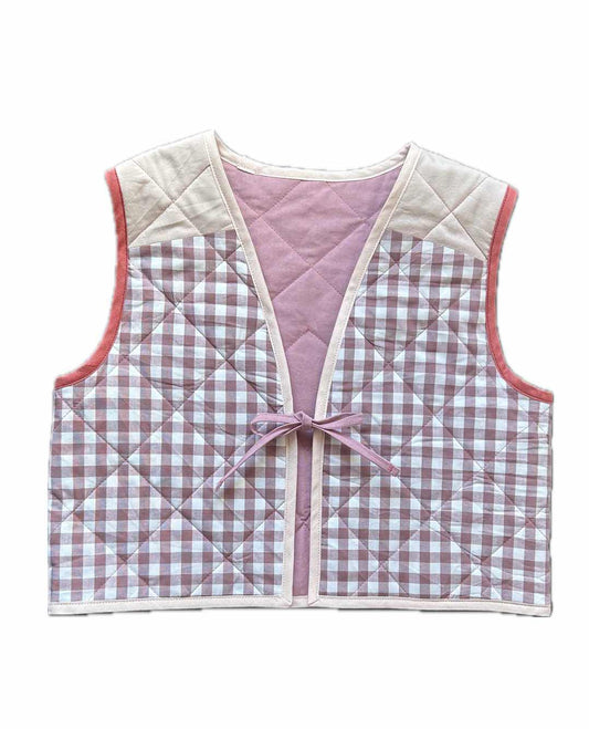 Quilt Weste - Karos rose/weiß