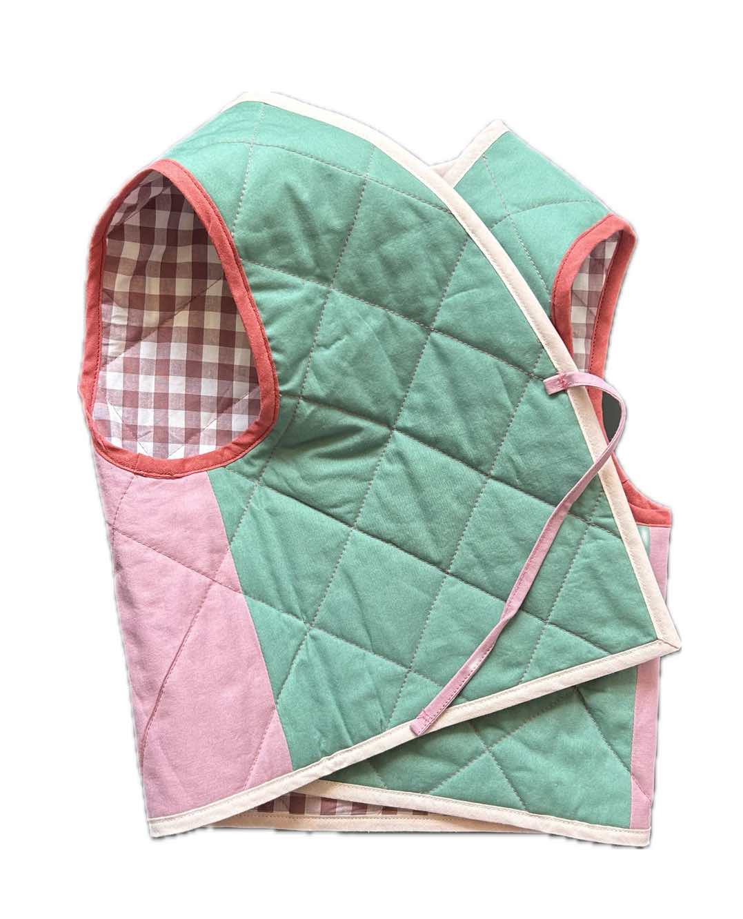 Quilt Weste - Karos rose/weiß