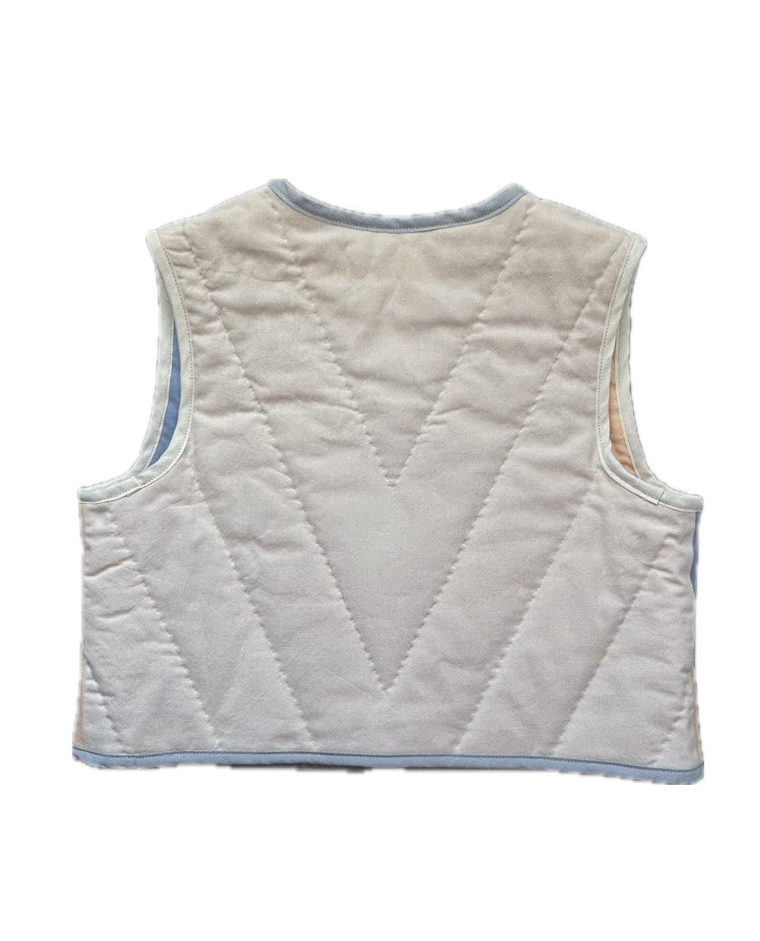 Quilt Weste - Rauten blau/creme/peach