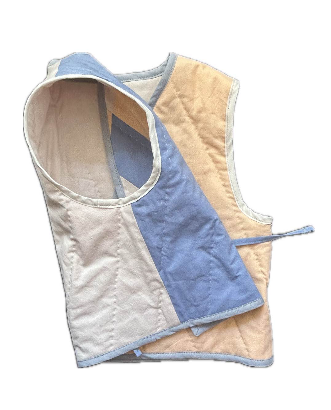 Quilt Weste - Rauten blau/creme/peach