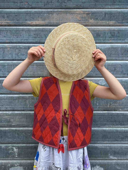 Quilt Weste - Rauten rot/rost
