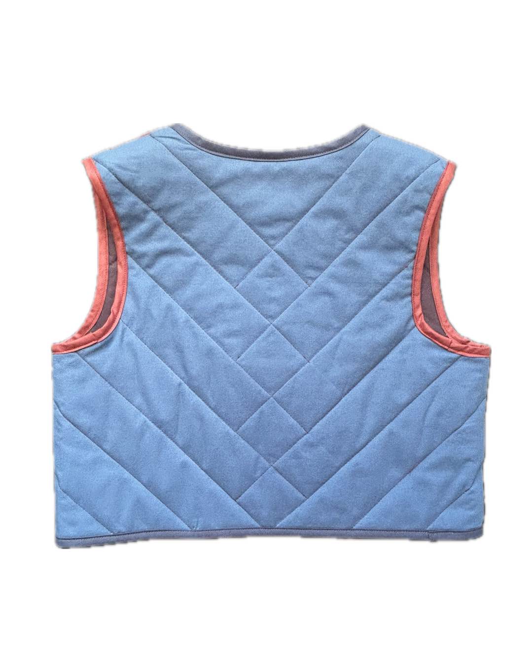 Quilt Weste - Streifen blau/pflaume