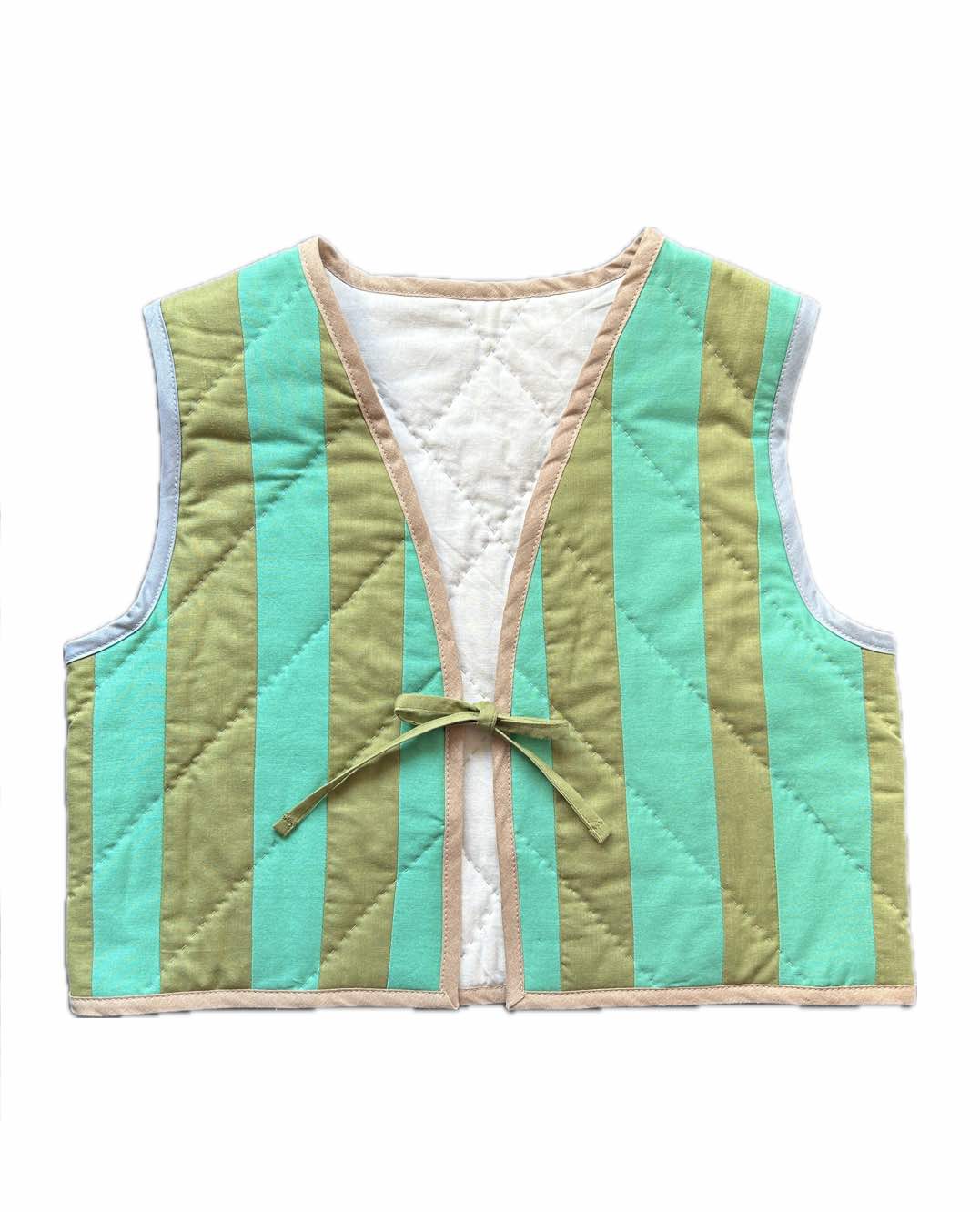 Quilt Weste - Streifen grün/oliv