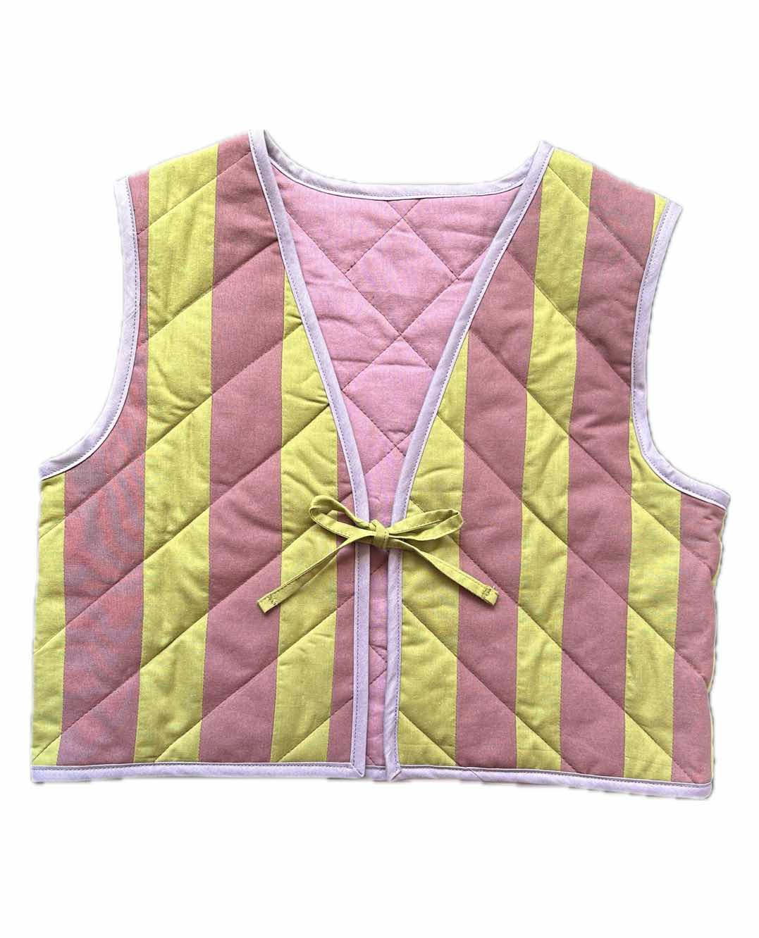 Quilt Weste - Streifen oliv/pflaume