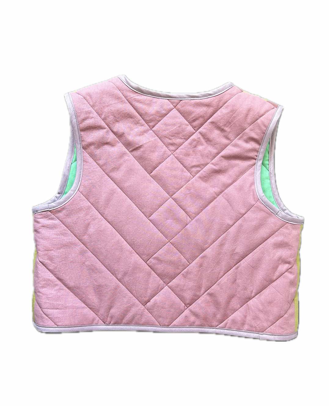 Quilt Weste - Streifen oliv/pflaume